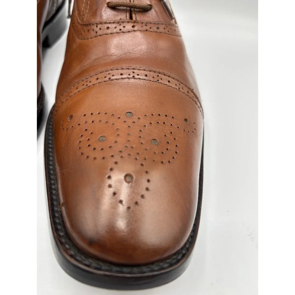 Vittorio Russo Men's Brown Leather Cap Toe Oxford Brogue Dress Shoes Italy 10½